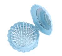 Cepillo compacto para el pelo, con forma de concha, cepillo para el pelo de viaje, peine de masaje para el cabelludo, mini espejo de maquillaje, juego para mujeres y niñas, uso diario, cuidado