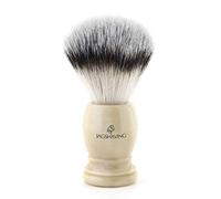 Cepillo de afeitar para caballeros con cerdas de tejón sintéticas veganas en resina marfil réplica mango equilibrio perfecto