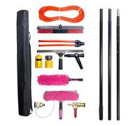 Cepillo de agua telescópico para limpieza de ventanas, limpiador extensible de 4 m para paneles solares, techos de tragaluz y ventanas altas, 55 cm de ancho para una limpieza eficiente