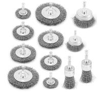 Cepillo de Alambre de 12 Piezas, Cepillo Alambre Taladro Eléctrico de 6 Mm, Juego de Destornilladores Inalámbricos Para Eliminar óxido/Corrosióm/Pintura, Cepillo de Metal, Accesorio de Lijado