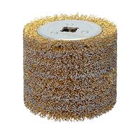 Cepillo de alambre de acero chapado en cobre de 120 x 100 mm, herramienta de acondicionamiento de superficie de rueda de 4.7 x 4 pulgadas con ranura cuádruple de 3/4 pulgadas para acabado de