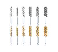 Cepillo de alambre de acero inoxidable trenzado de 12 piezas con mango hexagonal de 1/4 de pulgada para orificios de tubería.