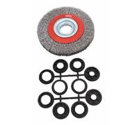 Cepillo de Alambre para Esmeriladora de Banco 150 mm - Cepillo Circular Púas de Acero 0,3 mm para Amoladora de Banco - Limpieza de Óxido, Pintura y Soldadura - Herramienta Taller Metal y Mecánica