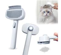 Cepillo de aseo 2 en 1 para perros y gatos, peine ajustable y limpieza con un solo toque, rastrillo seguro para la piel para alfombras, enredos, desprendimiento, mascotas de pelo largo y corto