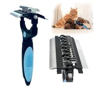 Cepillo de aseo 3 en 1 para perros y gatos - Herramienta de desenredado de doble cara con dientes de acero inoxidable, peine desenredante y rastrillo de capa inferior | Mango ergonómico para