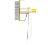 Cepillo de aseo para mascotas de limpieza automática: cabezal giratorio para gatos y perros, peine de flea y garrapatas, desenreda el pelo, elimina el pelo de la piel (amarillo)
