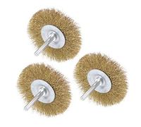 Cepillo de banco alambre 3 pulgadas, chapado en latón, acero ondulado, vástago 1/4 pulgada, piezas