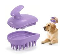 Cepillo de baño 2 en 1 para perros para aseo y masaje, cepillo de silicona para mascotas para perros y gatos de pelo largo y corto, estropajo de perros, úsalo húmedo como cepillos de baño o seco