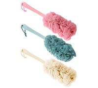 Cepillo De Baño De 3 Piezas De Talento Largo, Esponja Larga Y Sistemática, Depurador Trasero, Esponja En Una Barra, Pómata De Ducha (Cian, Beige, Rosa).