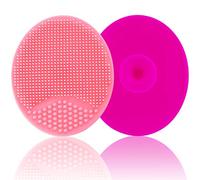 Cepillo de baño para bebé, cepillo de masaje de silicona, cepillo exfoliante de silicona para piel seca, gorro de cuna y eccema, paquete de 2 (rojo rosa y rosa)