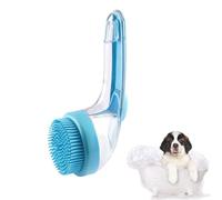 Cepillo de baño para mascotas con dispensador de jabón, cepillos de champú para perros 2 en 1, limpieza de ducha de perros, champú de masaje, mango largo para ducha, limpieza diaria (azul)