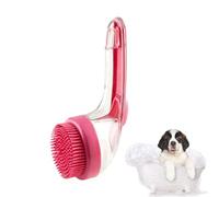 Cepillo de baño para mascotas con dispensador de jabón, cepillos de champú para perros 2 en 1, limpieza de ducha de perros, champú de masaje de baño, mango largo para ducha, limpieza diaria (rojo rosa