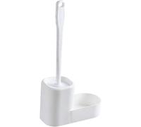 Cepillo de baño, Portaescobillas de baño Juego escobillas Cabezal Cepillo Goma Antiadherente Mango Largo Montaje en Pared Tipo Suelo Doble propósito(White)