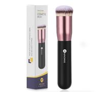 Cepillo de base Kabuki para base, cepillo de maquillaje premium para líquido, mezcla, crema, polvo, rubor pulido y herramientas de maquillaje facial (negro, B (parte superior redonda))