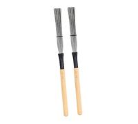 Cepillo de Batería de Jazz de Alambre de Acero 2 Piezas | Mango de Madera, Efecto de Retorno Elástico, Sonido Natural, para Principiantes y Bandas Juveniles