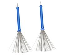 Cepillo de Batería de Jazz Especial de Acero Inoxidable Azul 2 Piezas | Aluminio Retráctil, Efecto de Retorno Estable, Mango Cómodo, para Baterista Principiante y Bandas Juveniles