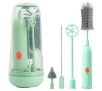 Cepillo de biberón de viaje para bebé, cepillo eléctrico, 2 modos, recargable, portátil, con esterilizador UV para biberones, extractor de leche y chupete (verde)