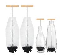 Cepillo de botella de 32 cm para Sodastream - Pack de 2 con mango ergonómico, cerdas blancas y esponja negra - Ideal para botellas de vidrio y plástico Duo - Limpieza potente sin arañazos