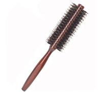 Cepillo de cabello pequeño y redondo jabalí natrual cepillo redondo para cabello delgado o corto 8.66x1.73 Borrador de jabalí, para secar el soplado