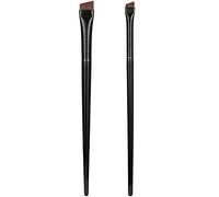 Cepillo de cejas en ángulo, 2 piezas, cepillo delineador de ojos portátil con mango de goma, cerdas elásticas suaves, reutilizables, tinte de cejas, maquillaje plano lavable para mujeres y niñas