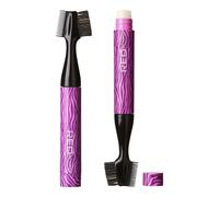 Cepillo de cerdas de jabal Red by Kiss Edge Brush con cera fijadora de bordes 3 en 1, control de bordes, cepillo de cerdas de jabal morado para