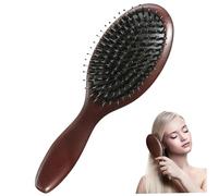 Cepillo de cerdas de jabalí cepillo de madera natural para extensiones de cabello de 7, 6 x 23 cm con agarre cómodo peine de masaje con globo para mujeres y hombres.