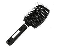 Cepillo de cerdas de jabalí: mejor para desenredar el cabello grueso ventilado para un secado más rápido: cerdas de jabalí 100% naturales para la distribución del aceite capilar (Negro)