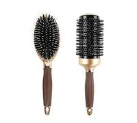 Cepillo de cerdas naturales para el cabello, antiestático, peine de masaje para el cuero cabelludo, herramienta de peinado recto