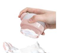 Cepillo de champú pequeño para perros, cepillo para el cuidado del gato, peine para gatos de pelo corto, fregador de baño para perros con dispensador de champú para perros, gatos, conejos