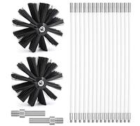 Cepillo De Chimenea Kit, Cepillo Limpieza Chimenea con 15 Varillas 2 Cabezales Cepillo Kit Deshollinador,Diámetro 150 mm,para Chimenea Secadora alcantarillado Campana de Humos