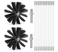 Cepillo De Chimenea Kit, Cepillo Limpieza Chimenea con Varillas 2 Cabezales Cepillo Kit Deshollinador,Diámetro 125 mm,para Chimenea Secadora alcantarillado Campana de Humos (12)