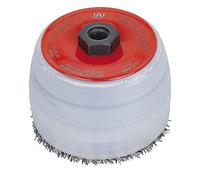 Cepillo de control alambre trenzado, diam. 125, rosca M14, acero gris 0,8mm