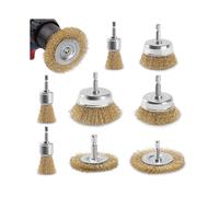 Cepillo de Copa con Rueda de Alambre para Taladro, Paquete de 9 Cepillos de Alambre con Cerdas de Acero Al Carbono, Cepillos Revestidos de Latón