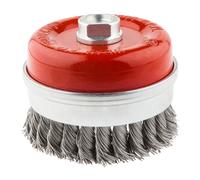 Cepillo de copa de alambre reforzado de 100 mm x M14, INOX
