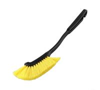 Cepillo de detalle de rueda de camión y coche con diseño curvado para limpieza profunda de borde mango plástico flexible herramienta de lavado automático amarillo