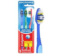 Cepillo de dientes Colgate Extra Clean de cabeza completa, suave, 3 unidades