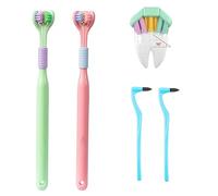 Cepillo de Dientes de 3 Caras,Cepillo de Dientes de Cerdas,Cepillo de Dientes de Autismo de 3 Lados,Cepillos de Dientes de Tres Caras,Ideal para Cuidado Adultos y Niños Autistas (2 Piezas)