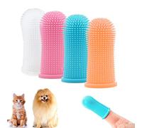 Cepillo de dientes de dedo para perro, 4 piezas de silicona para gatos y perros Pet Cuidado dental 360 ° Adecuado para perros y gatos Cuidado dental