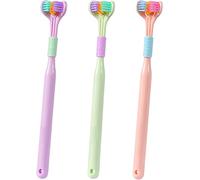 Cepillo De Dientes De Tres Caras - Cepillo De Dientes De Cerdas Flexibles, Cepillo De Dientes Triple Macaron, Cepillo De Dientes De Limpieza Ultra Suave En Todos Los Lados Para Niños Y Adultos