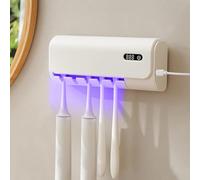 Cepillo de dientes desinfectante UV, soporte para cepillo de dientes para montaje en pared, con 5 ranuras para cepillos eléctricos, funciones de esterilización y secado, impermeable, resistente al
