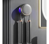 Cepillo de dientes desinfectante UV, soporte para cepillo de dientes para montaje en pared, esterilización y temporización, capacidad para dos cepillos para viajes y uso familiar (negro)