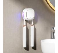 Cepillo de dientes desinfectante UV, soporte para cepillo de dientes para montaje en pared, función de secado, funciones de esterilización y temporización, con 2 cepillos de dientes, carga de 2000 mAh