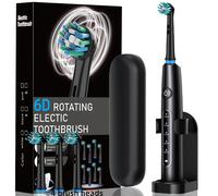 Cepillo de dientes eléctrico, adecuado para adultos, cepillo de dientes eléctrico giratorio, cabezales de repuesto, una de viaje, un soporte, IPX7, temporizador de , carga USB