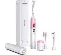 Cepillo de Dientes eléctrico, contenedor de desinfección UV, Sistema de blanqueamiento sónico, Carga inalámbrica y Temporizador - Rosa
