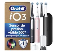 Cepillo de dientes eléctrico Oral-B iO 3 | Paquete de 2 | Negro y Rosa | 4 cabezales de cepillo | Estuche de viaje