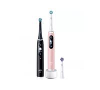 Oral-B iO Series 6 - Cepillo de dientes eléctrico, paquete doble, 3 cabezales, 5 modos de cepillado para el cuidado dental, diseñado por marrón, lava/arena rosa