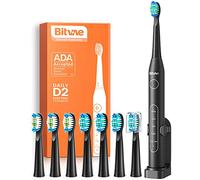 Cepillo de dientes eléctrico para adultos, cepillo de dientes sónico Bitvae con 8 cabezales de cepillo de dientes, fiebre dental de viaje negra con 4 horas de carga durante 30 días de uso, cepillo de