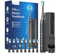 Cepillo de dientes eléctrico para adultos con 8 cabezales de cepillo, cepillo de dientes eléctrico sónico con soporte para cepillo de dientes y Cas de viaje