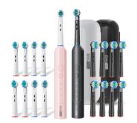Cepillo de dientes eléctrico para adultos con cabezal pequeño giratorio para limpieza, IPX7, con 16 cabezales de repuesto recargable