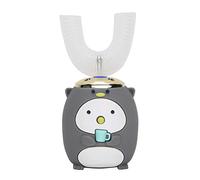 Cepillo de dientes eléctrico para niños Cepillo de dientes de silicona en forma de U Cepillo de dientes sónico automático recargable, Diseño de dibujos animados, IPX7 Impermeable(6-14 años-gris)